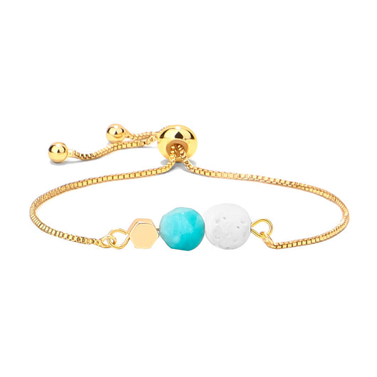 Pulsera Yoga Ojo de Tigre con Cadena de Oro 14K y Piedra Volcánica - Image 24