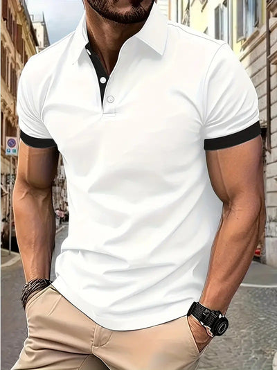 Polo Casual Holgado de Manga Corta Liso para Hombre - Image 19