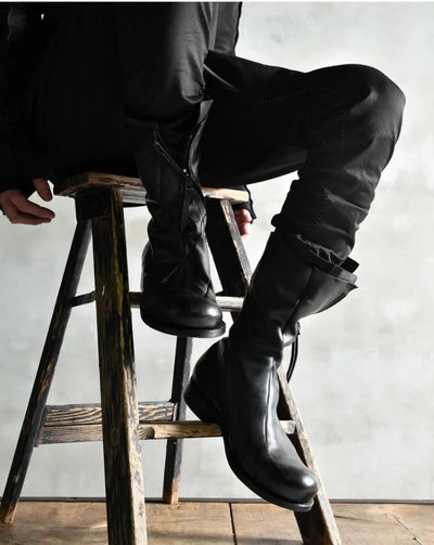 Botas de Cuero Deconstruidas Irregulares Estilo Retro para Hombre - Image 8