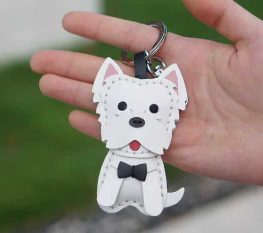 Llavero West Highland White Terrier en Cuero - Accesorio Zodíaco para Bolso - Image 6