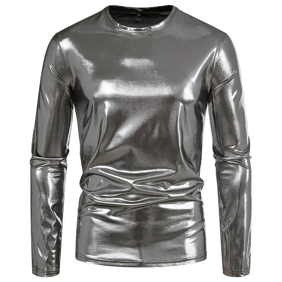 Camiseta de Manga Larga Brillante para Hombre - Base Layer de Moda
