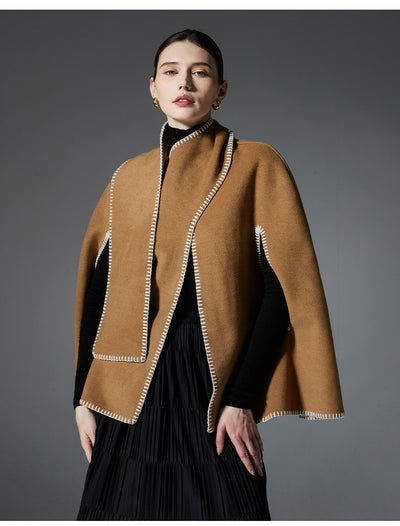 Capa Chal Mujer con Costura Camel - Elegancia Versátil - Image 8