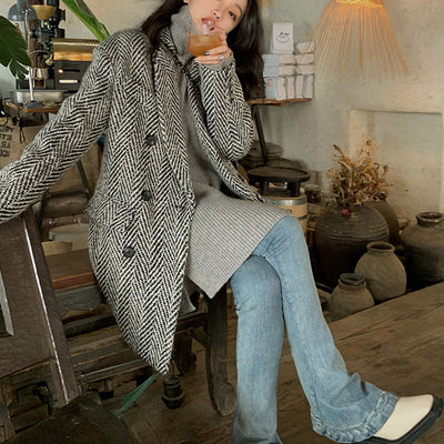 Abrigo de Lana con Cuello Tipo Blazer para Mujer - Estilo Temperamento - Image 5