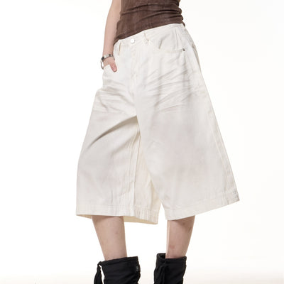 Jumpsuit Vaquero Cropped Vintage Efecto Desgastado Pierna Ancha