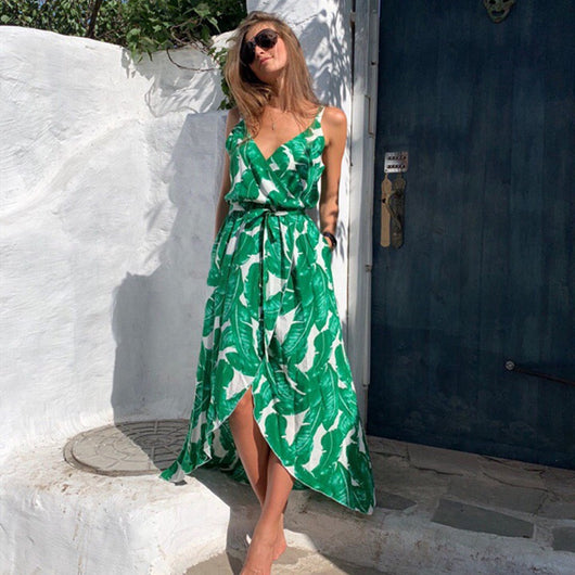 Vestido Halter Chiffón Elegante con Escote en V y Bajo Irregular - Image 4
