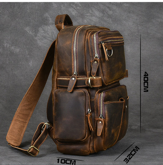 Mochila de Viaje en Cuero Genuino con Correa Ancha - Image 2