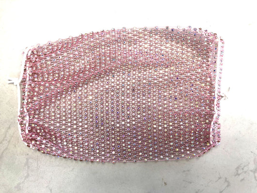 Close-up of a blue mesh fabric adorned with numerous small, clear rhinestones, creating a sparkling texture. - Image 51