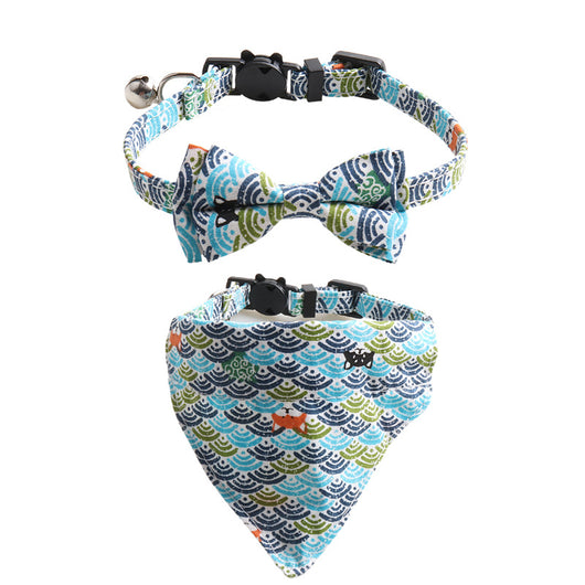 Collar para Gato Estilo Japonés con Patrón de Hierba y Moño Desmontable - Image 7