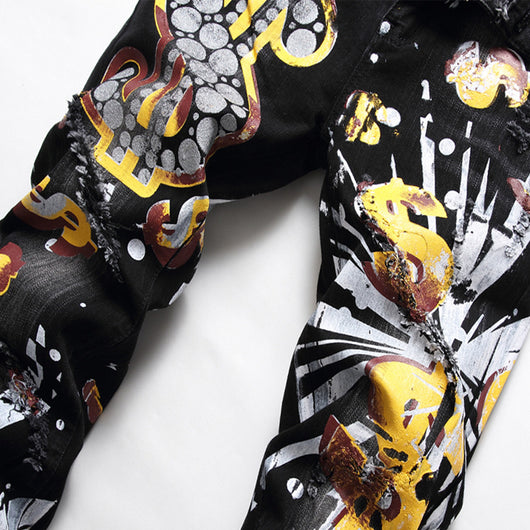Pantalones Denim Slim Fit con Diseño de Personalidad para Discoteca - Image 3