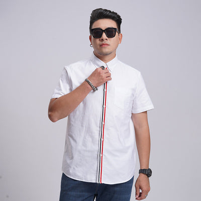 Camisa Oxford Casual a Rayas con Contraste de Colores para Hombre - Image 4