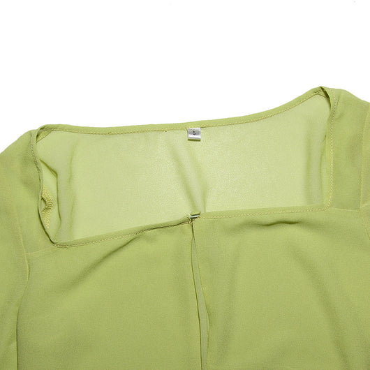 Blusa Cropped de Encaje y Gasa con Cuello Cuadrado y Manga Larga - Image 24