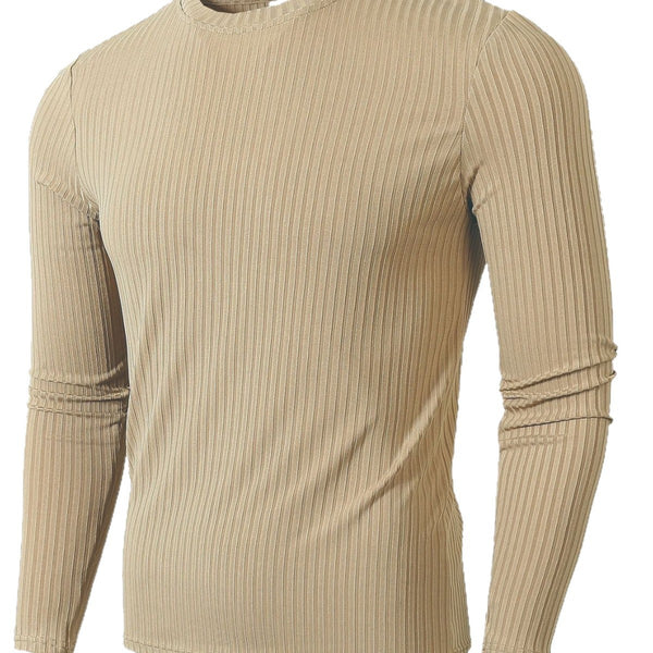 Camiseta de Manga Larga Rayada con Elasticidad y Transpirabilidad para Hombre
