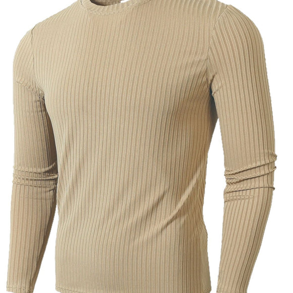 Camiseta de Manga Larga Rayada con Elasticidad y Transpirabilidad para Hombre