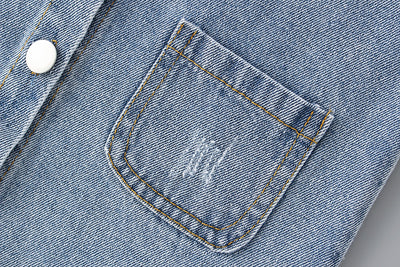 Conjunto Infantil Niña: Camisa Denim con Solapa Grande y Falda con Tirantes - Image 8
