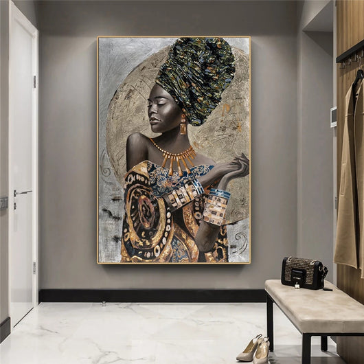 Cuadro de Lienzo con Arte Abstracto Africano y Graffiti para Sala de Estar