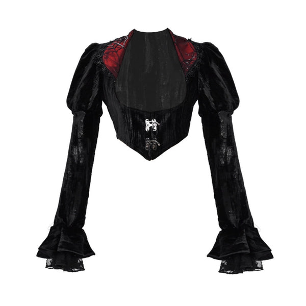 Cardigan Gótico de Terciopelo con Telaraña Estilo Rococó