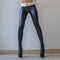 Pantalón de Cuero PU con Cinturón de Letras - Talla Grande