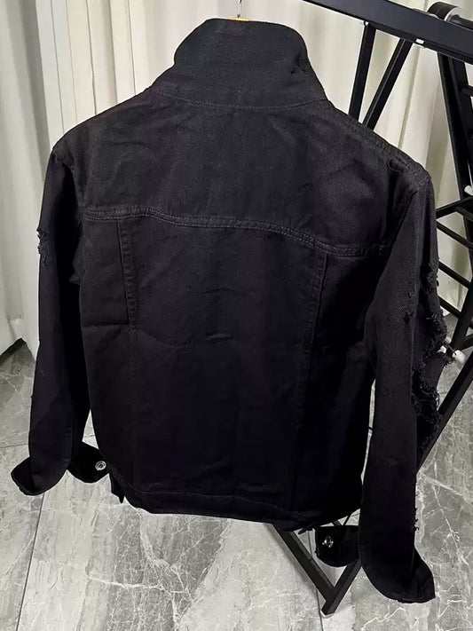 Chaqueta Slim Fit Negra Rotos Hombre - Estilo Urbano Impactante - Image 2