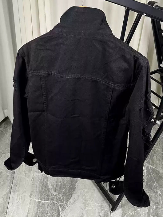 Chaqueta Slim Fit Negra Rotos Hombre - Estilo Urbano Impactante - Image 2