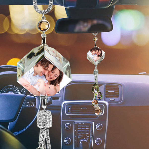 Colgante de Cristal para Espejo Retrovisor con Foto Personalizada