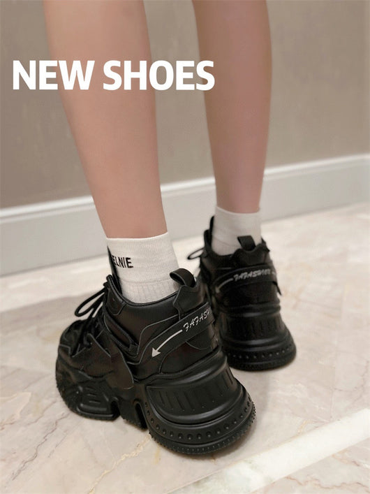 Zapatos Deportivos Casuales para Mujer con Cordones de Cuero y Suela Gruesa Acolchada - Image 9