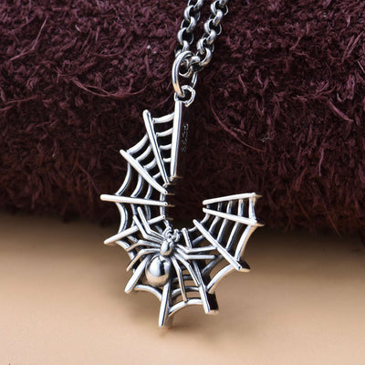 Collar Gótico Tela de Araña en Plata 925 - Colgante Ornamental - Image 2