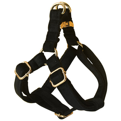 Arnés para Perro de Franela Negra con Hebilla Dorada - Image 3