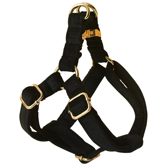 Arnés para Perro de Franela Negra con Hebilla Dorada - Image 3