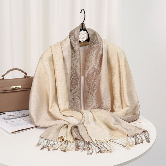 Chal Jacquard con Flecos - Protección Solar y Transpirabilidad