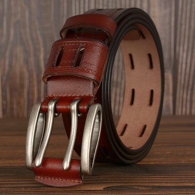 Cinturón de Cuero para Hombre con Hebilla Doble Pasador - Estilo Casual y Jeans - Image 5