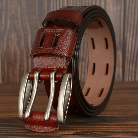 Cinturón de Cuero para Hombre con Hebilla Doble Pasador - Estilo Casual y Jeans - Image 5