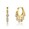 Sterling Plateado 6 Round Stone Drop Earrings Jewelry Golden Blanco
