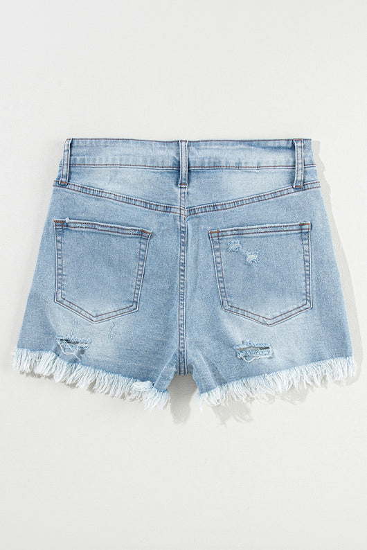 Shorts de Mezclilla Cintura Media con Diseño Personalizado y Borde Deshilachado - Image 9