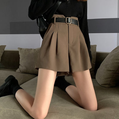 Shorts de Talle Alto Estilo A-línea con Piernas Anchas - Image 9