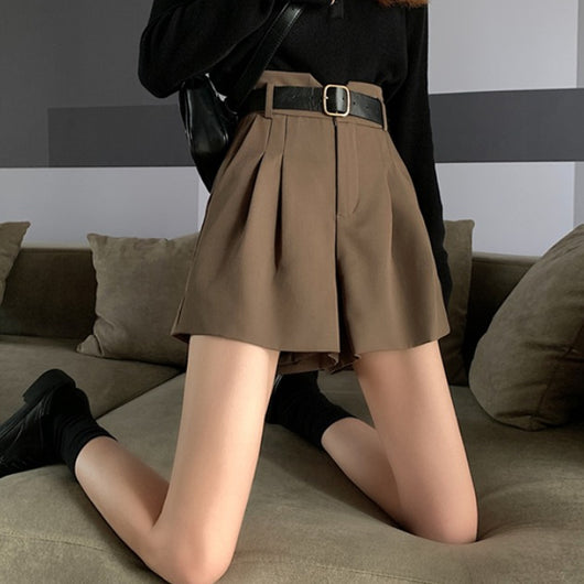 Shorts de Talle Alto Estilo A-línea con Piernas Anchas - Image 9