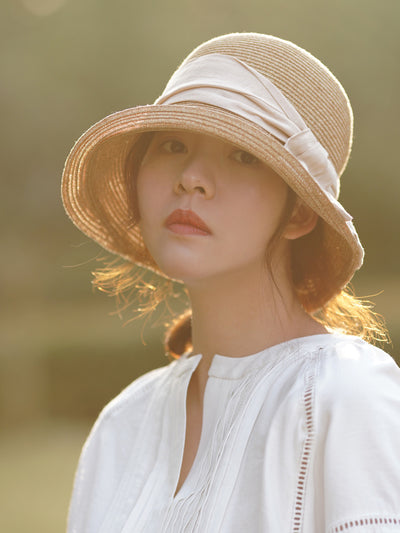 Sombrero de Paja Estilo Japonés Minimalista para Mujer - Image 7