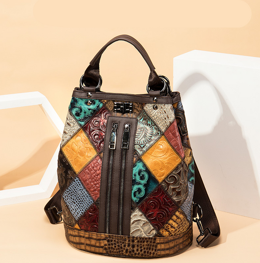Mochila de Cuero Étnica para Mujer - Estilo Bohemio