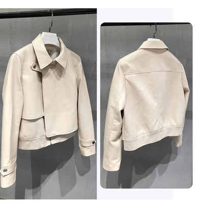 Chaqueta Retro de Cuero Genuino para Mujer - Estilo Temperamental - Image 10