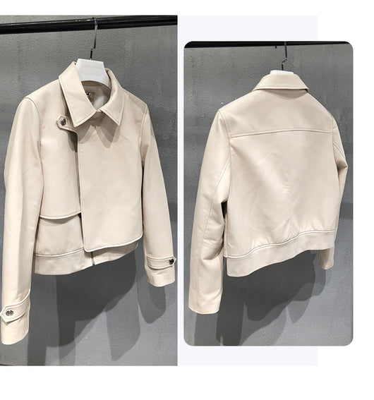 Chaqueta Retro de Cuero Genuino para Mujer - Estilo Temperamental - Image 10