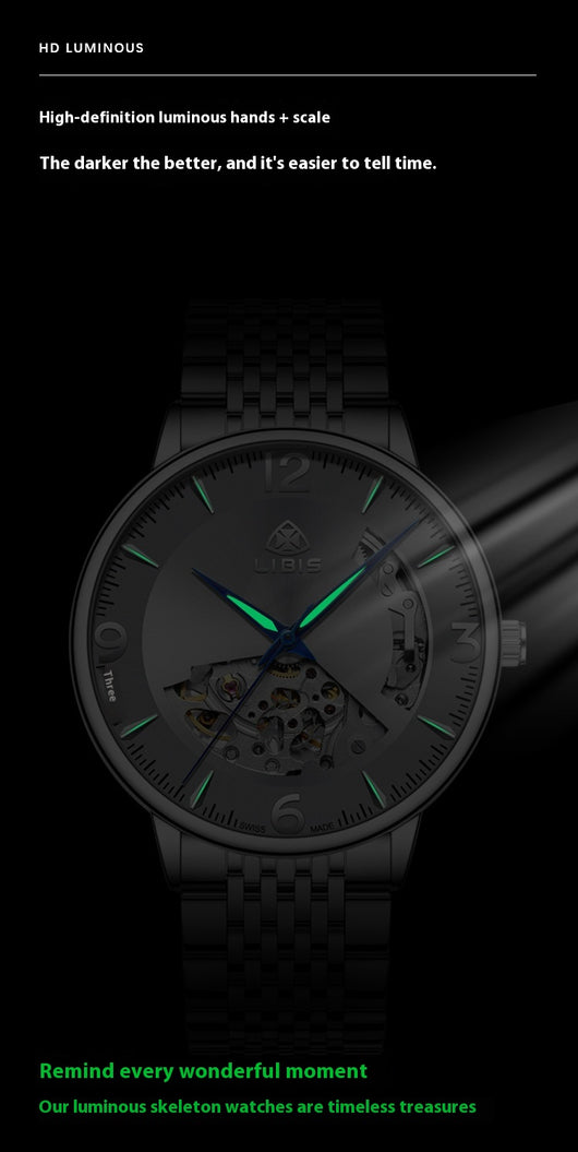 Reloj Automático de Acero Inoxidable Resistente al Agua con Esfera Luminosa - Image 9