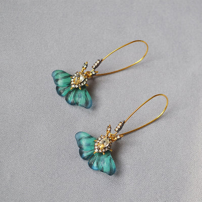 Aretes Mariposa Verde Pintados a Mano