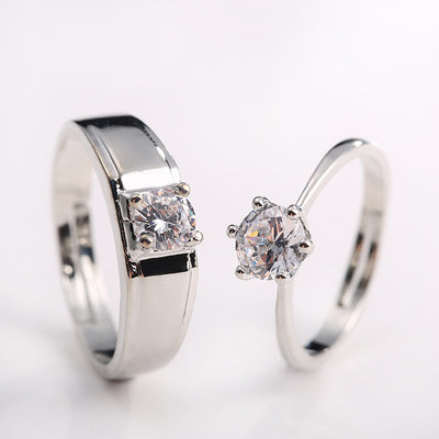 Anillo de Diamante Simulado Moissanita para Parejas - Diseño de Seis Garras SATINE - Image 3