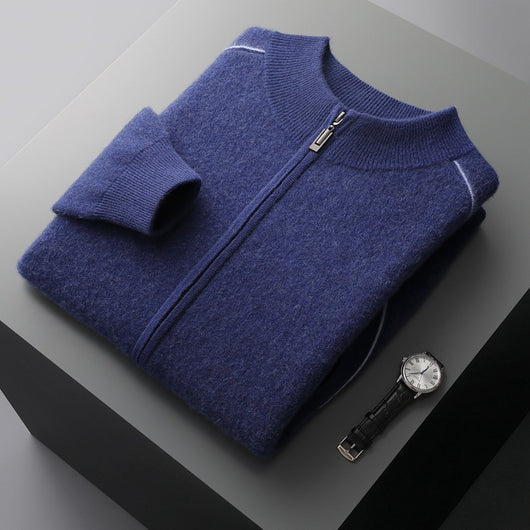 Suéter de Cachemira para Hombre Grueso Cuello Alto Cremallera - Image 5