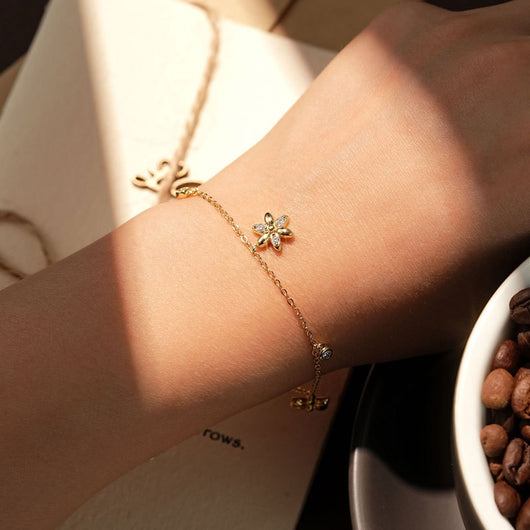 Pulsera de Plata Esterlina con Moissanita D Color y Flor Roja para Mujer - Image 2
