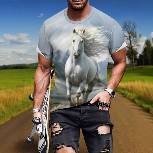 Camiseta Manga Corta con Impresión 3D para Hombre