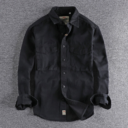 Camisa de Trabajo Retro con Bolsillos 3D - Algodón Manga Larga Hombre - Image 5