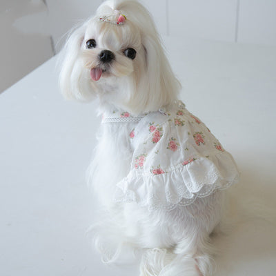 Falda para Perro con Estampado Floral Pueblerino y Encaje - Image 12