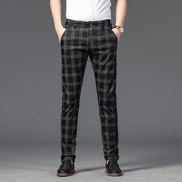 Pantalones a Cuadros Rectos Modernos para Hombre - Image 3