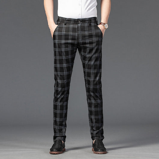 Pantalones a Cuadros Rectos Modernos para Hombre - Image 3