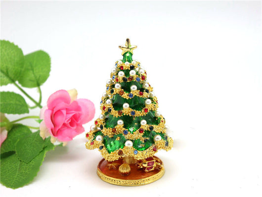 Caja Joyero Navideño de Aleación Esmaltada con Diseño de Árbol - Image 7